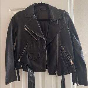 Allsaints Black Leather Biker Jacket